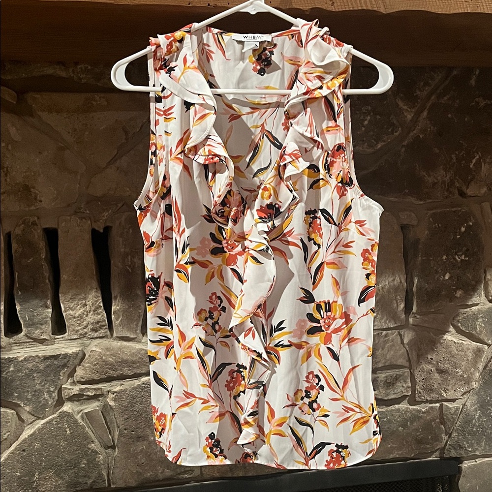 Floral Ruffle Sleeveless White House Black Market Top